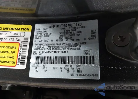 2025 Ford Bronco Sport Outer Banks z USA, uszkodzony, nr VIN 3FMCR9CN4SRF18254